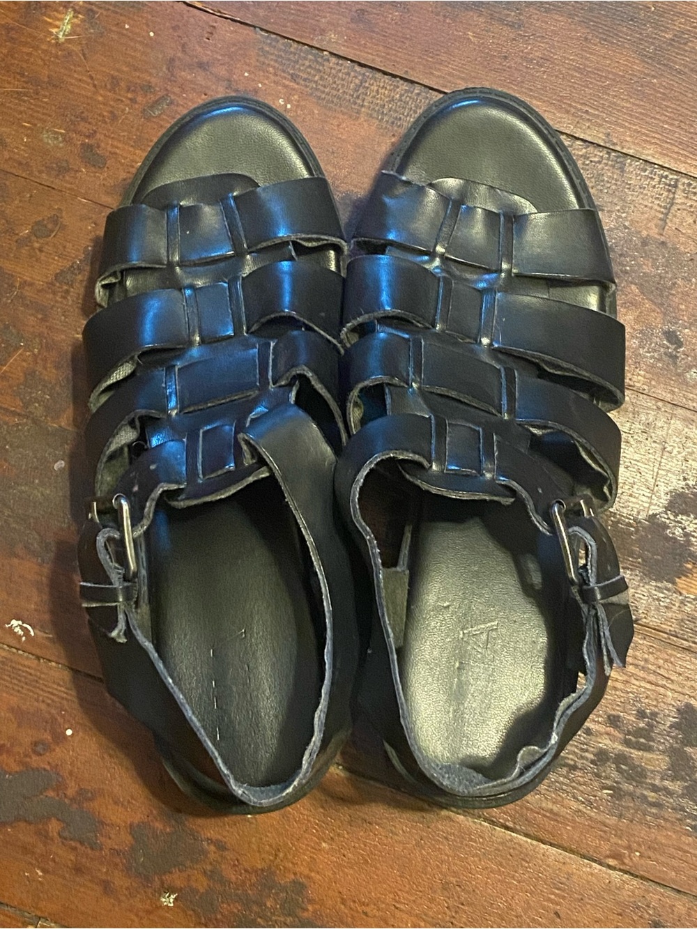 MIA Black Leather Woven Gladiator Sandals
